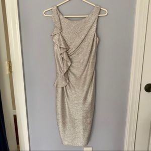 Silver & gold cocktail dress with ruffle
